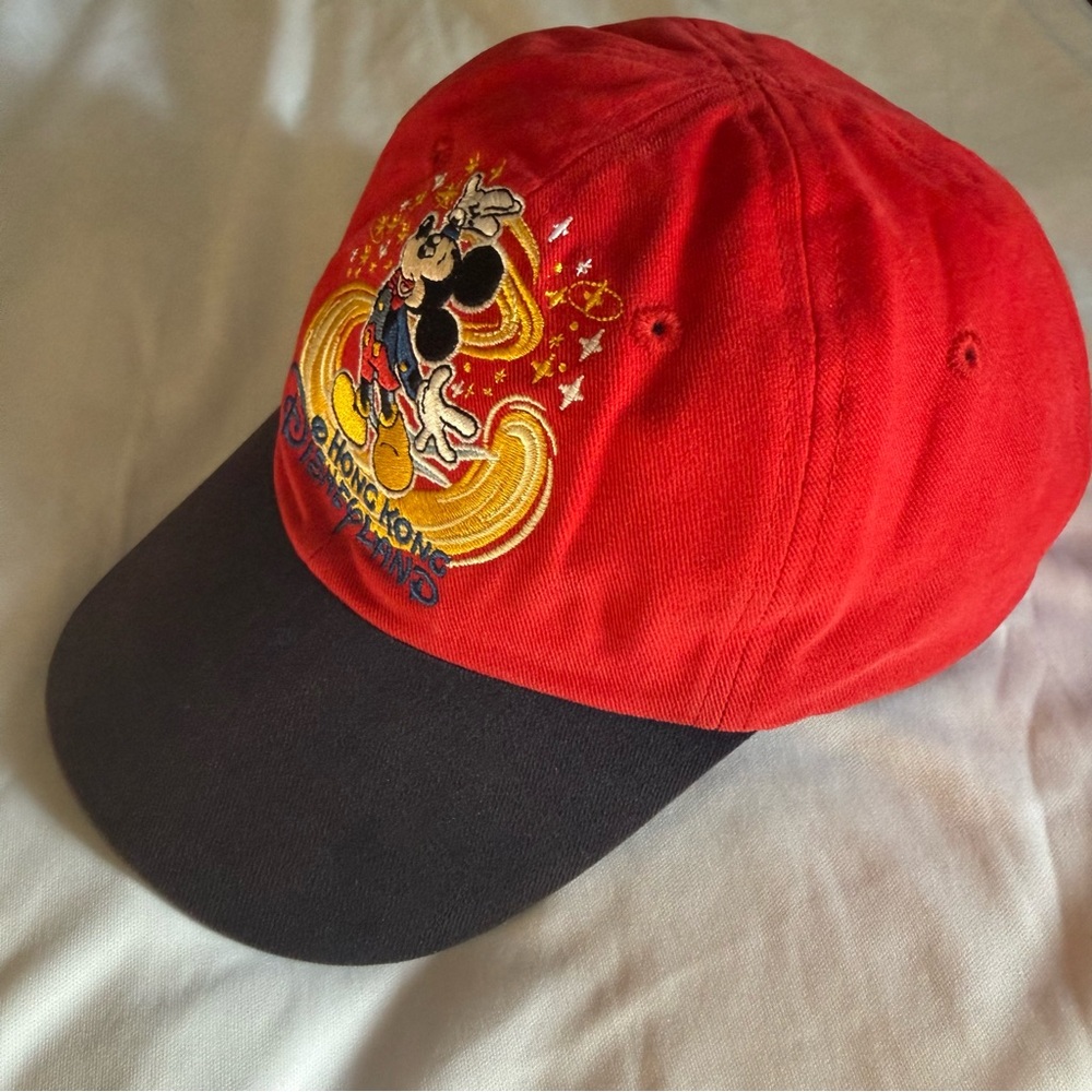 Disneyland Hong Kong Red & Black Embroidered Mickey Toddler Cap - Picture 2 of 11
